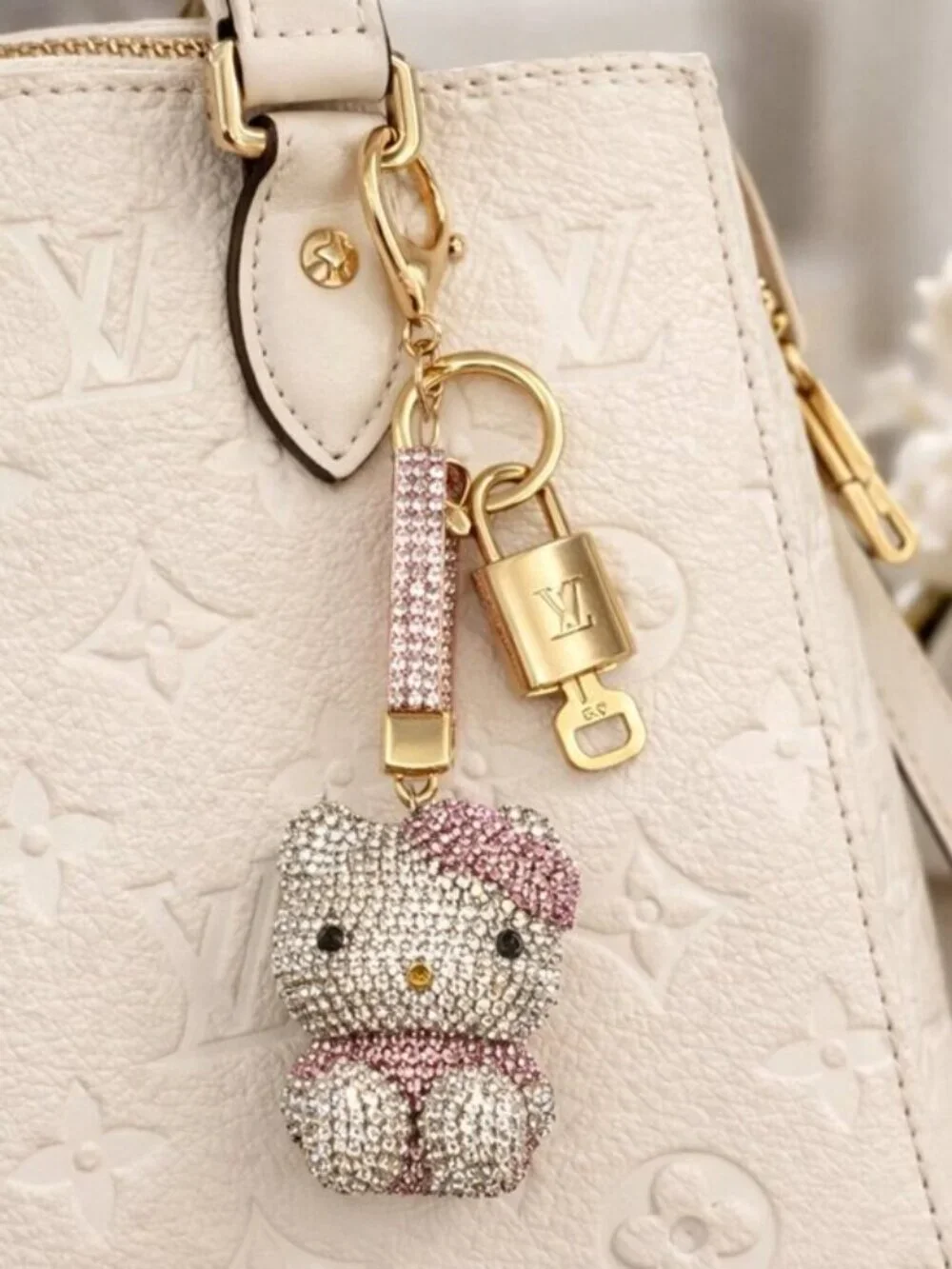 Authentic Louis Vuitton Gold Lock 🔒 Unbranded Hello Kitty Keychain Bag Charm